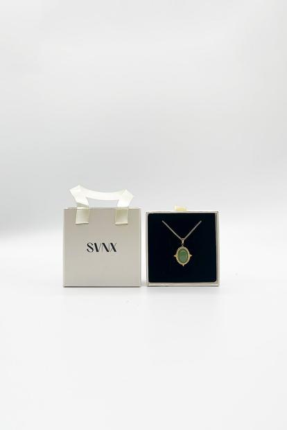 Green Green Stone Pendant Necklace - Gift Boxed