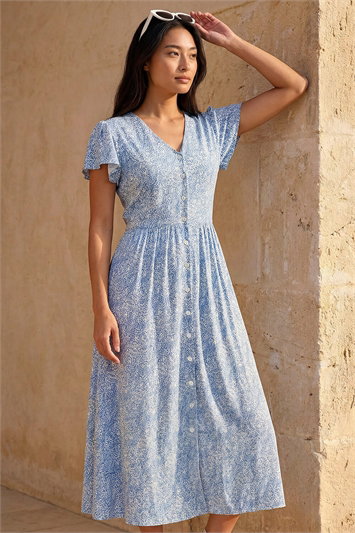 Petite Abstract Spot Midi Dress 14841109