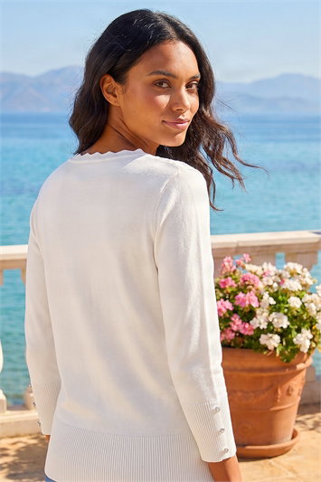 Scalloped Neck Knit Jumper 16308938