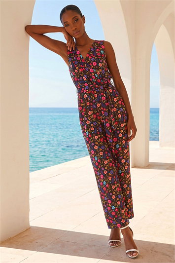 Petite Ditsy Wrap Bodice Jumpsuit 14870208