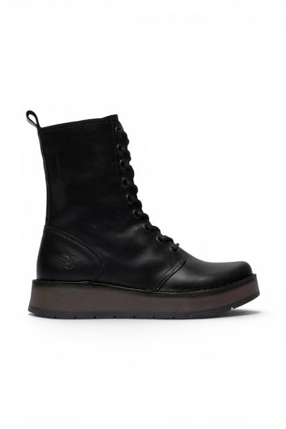 Black Womens Leather Ankle Dress Boots-Rami043