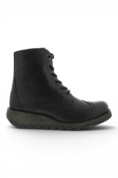 Black Womens Leather Ankle Boots-Sarl069