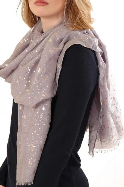 Purple Rose Gold Star Burst Lightweight Foil Scarf