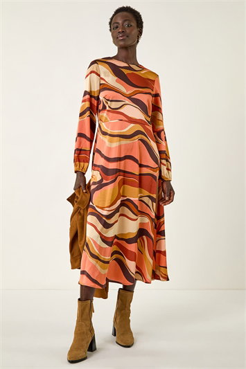 Abstract Print Midi Dress 14788764