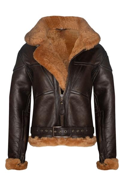 Brown Womens Raf Sheepskin Flying Jacket-Albay