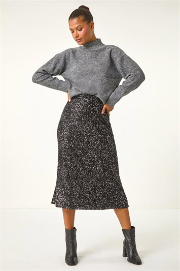 Fluted Hem Sequin Skirt 17052008