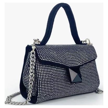 Black Black Suede Rhinestone Grab Bag