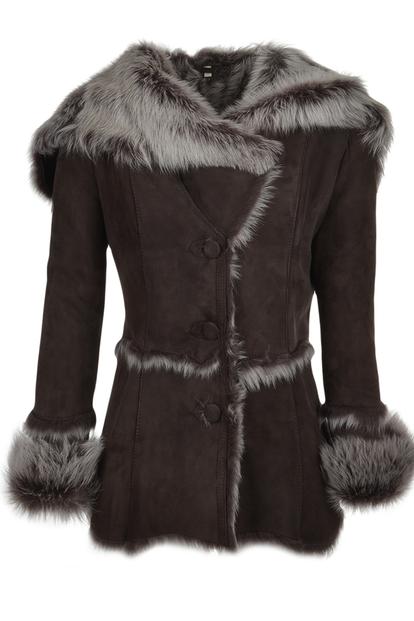 'Muna' Toscana Long Haired Shearling Jacket With Large Hood M000059335