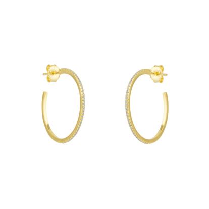 Metallic Sterling Silver Stud Hoop Earring