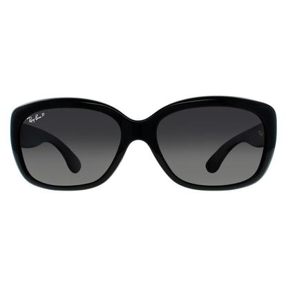 Black Oval Shiny Black Grey Gradient Polarized Sunglasses