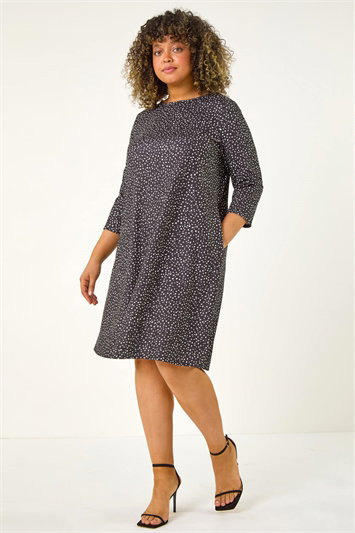 Curve Spot Print Stretch Swing Dress 14636008