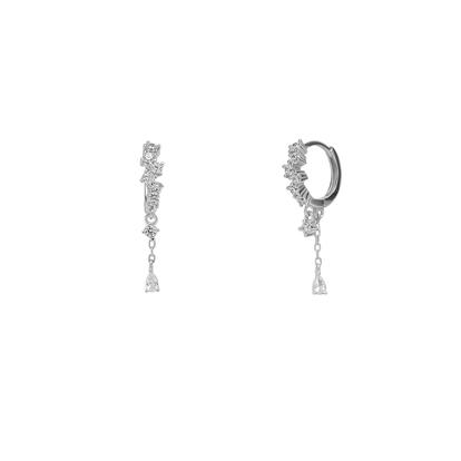 Metallic Dripping Sterling Silver Huggie Drop Earring