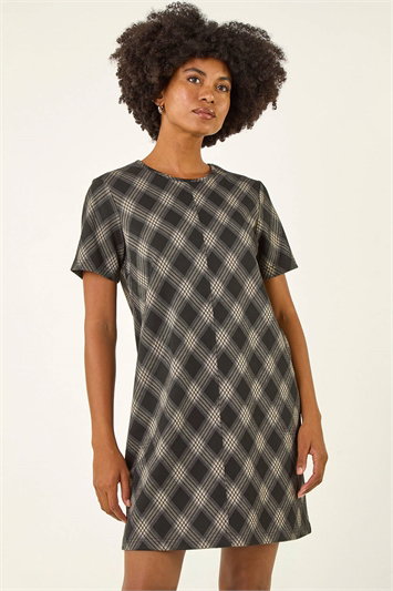 Check Print T-Shirt Stretch Dress 14797736