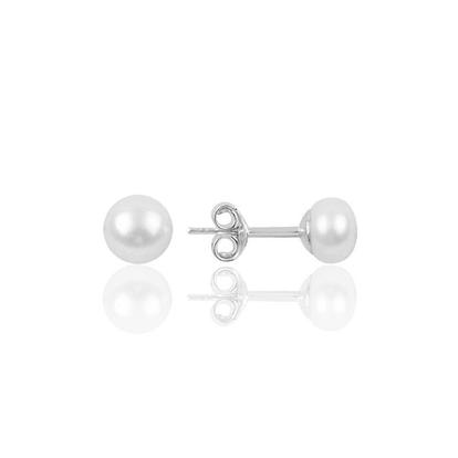 Metallic Sterling Silver Natural Pearl Stud Earring