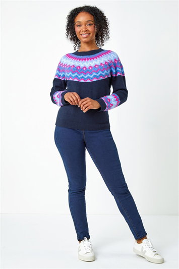 Petite Fairisle Stretch Knit Jumper 16091560