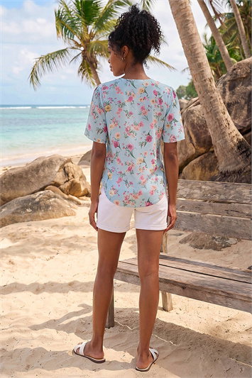 Floral Print Angel Sleeve Top 20255846