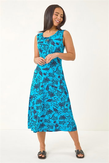 Petite Paisley Print Tie Front Midi Dress 14781909