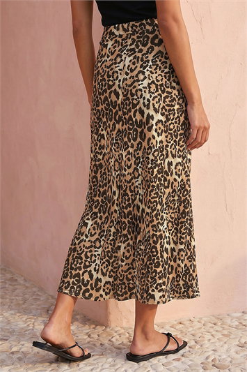 Leopard Print A-Line Midi Skirt 17064289