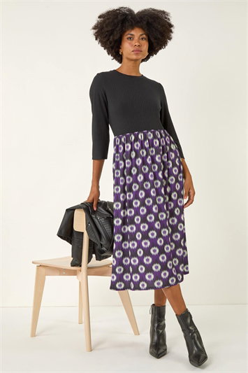 Geo Print Midi Stretch Dress 14807876