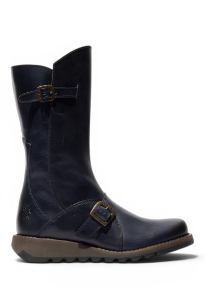 Blue Womens Mes 2 Calf Leather Zip Boots