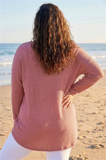 Curve Textured V-Neck Stretch Top 19463272