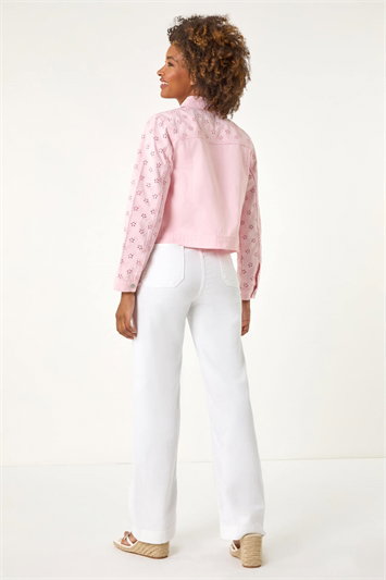 Cotton Blend Broderie Sleeve Jacket 15027372
