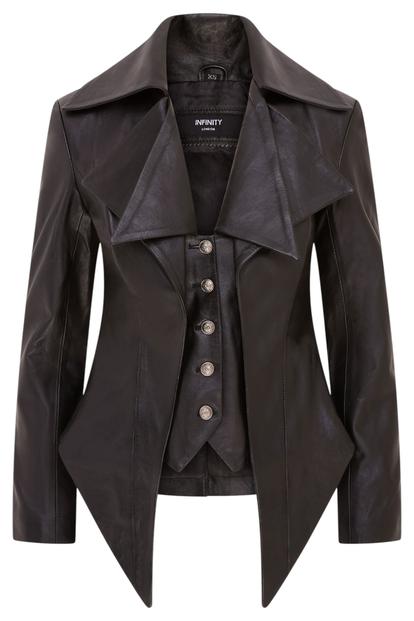 Black Gothic Edwardian Leather Jacket-Sandvika
