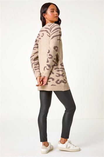 Petite Animal Print Longline Stretch Jumper 16091388