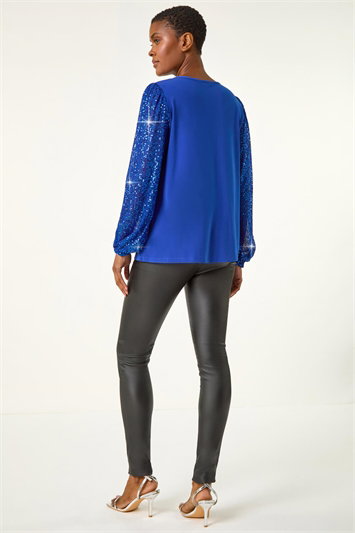 Sequin Sleeve Stretch Top 19314980