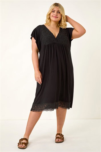 Curve Lace V-Neck Midi Dress 14724808