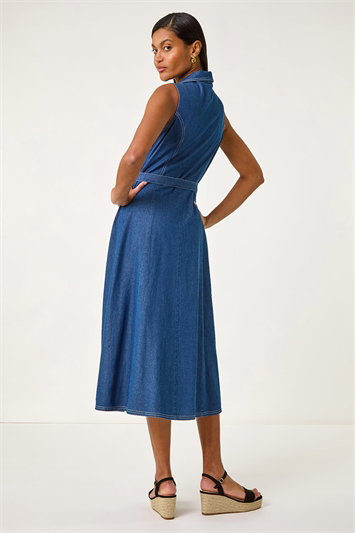Denim Button Down Midi Dress 14692029