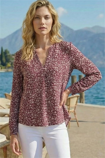 Multi Printed Notch Neck Shirt