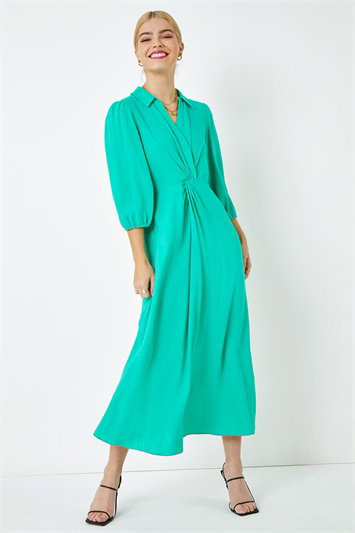 Dusk Twist Front Maxi Shirt Dress 14379334