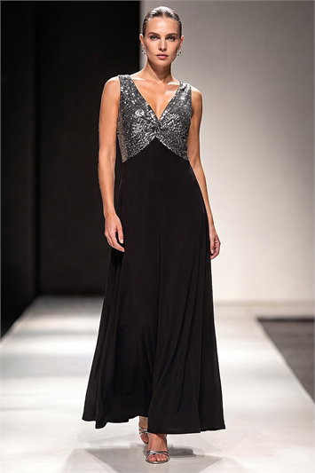 metallic black tie dress Dresses Colour:Dusty Blue