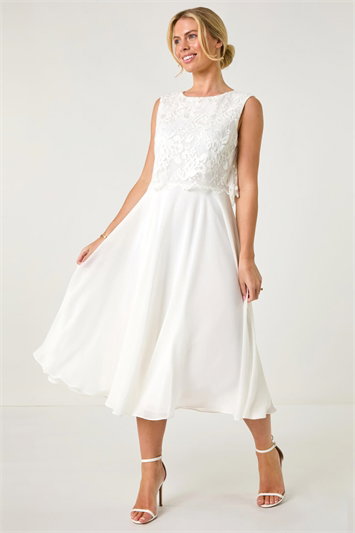 Petite Lace Overlay Midi Dress 14535238