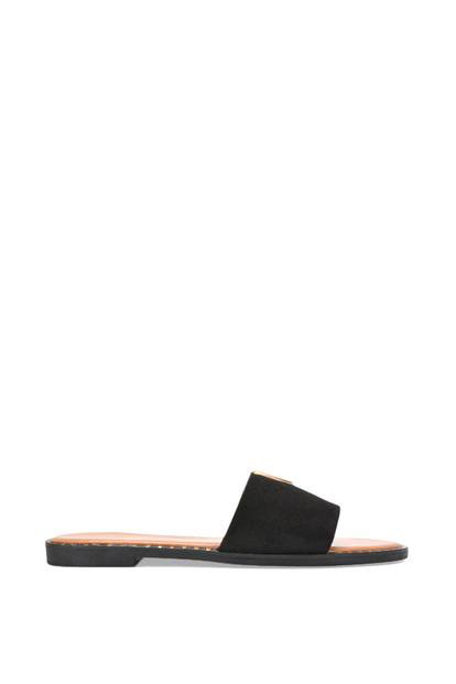 Black 'Rorie' Slip On Cut Out Flat Sandal Sliders