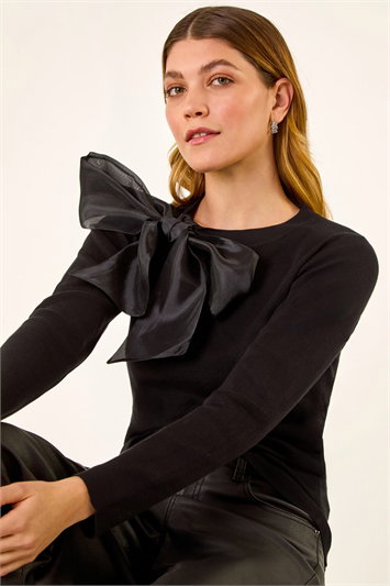 Black Bow Tie Knit Jumper