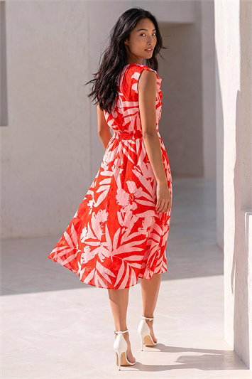 Petite Floral Frill Front Dress 14600878