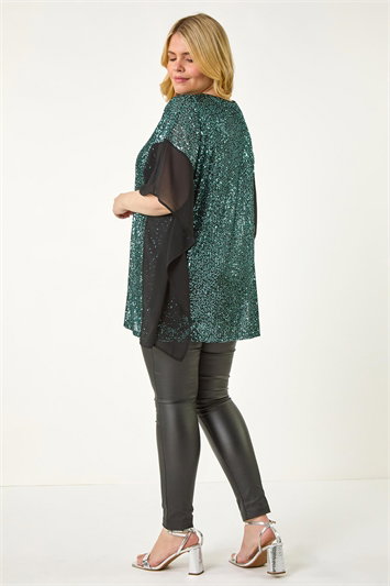 Curve Full Sequin Chiffon Overlay Top 19314082