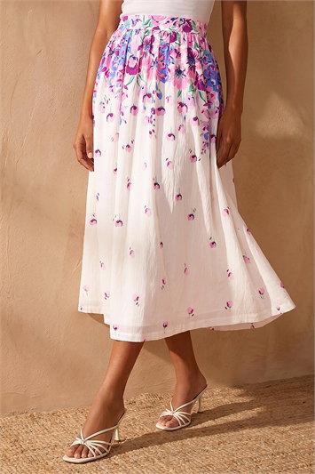 Purple Dusk Floral A-Line Skirt