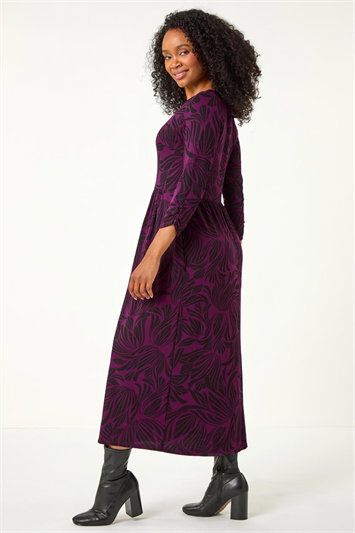 Petite Swirl Print Stretch Midi Dress 14661351