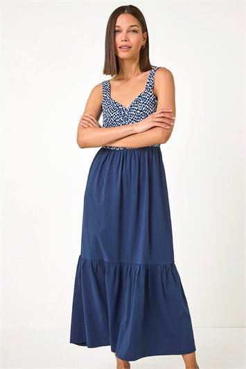 Abstract Cotton Tiered Midi Dress 14572660