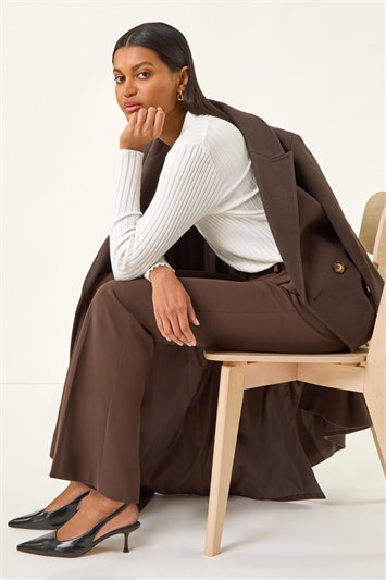 Brown Bootcut Leg Stretch Trousers