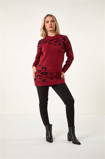 Petite Animal Print Longline Stretch Jumper 16091395
