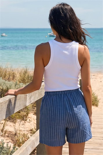 Petite Stripe Drawstring Shorts 18108209
