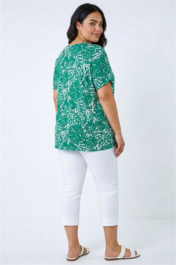 Curve Abstract Print V-Neck Top 19502234