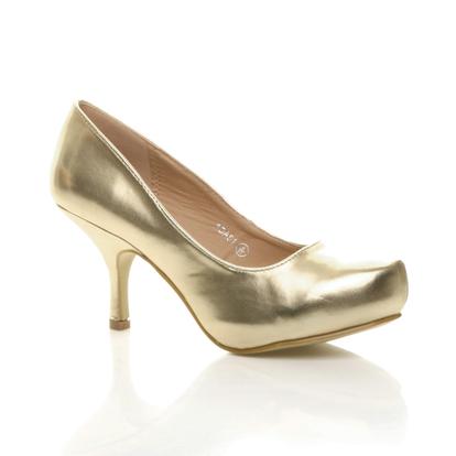 Metallic Mid High Heel Court Shoes