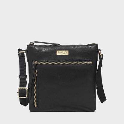 Purple 'Rue' Polished Vt Real Leather Crossbody Bag