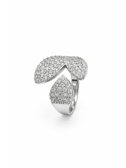 Metallic Abstract Pavé Open Ring