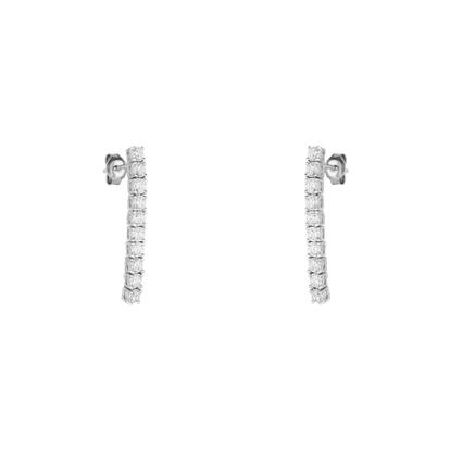 Metallic Sterling Silver Long Tennis Earring - Pair